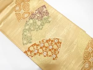 地紙に花・古典柄模様織り出し　袋帯